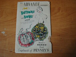 Vintage 1947! Advance Unprinted Pattern - &quot;Buttons and Bows&quot; Apron - one... - $184.28 MXN
