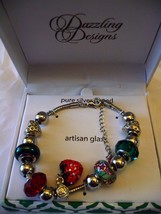 Silver Plated Bracelet With Artisan Glass Strawberries NEW Dazzling Designs - £27.91 GBP