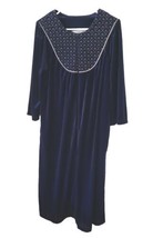 Vintage Large Velvet Lace Sapphire Blue Dressing Gown Robe House Coat Lounger - £19.37 GBP