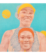 Serena &amp; Venus Williams Art Postcard Tennis 2018 Female Athlete Unposted... - $28.07 CAD