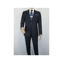 Men Suit BERLUSCONI Turkey 100% Italian Wool Super 180's #Ber29 Navy Blue Stripe image 2