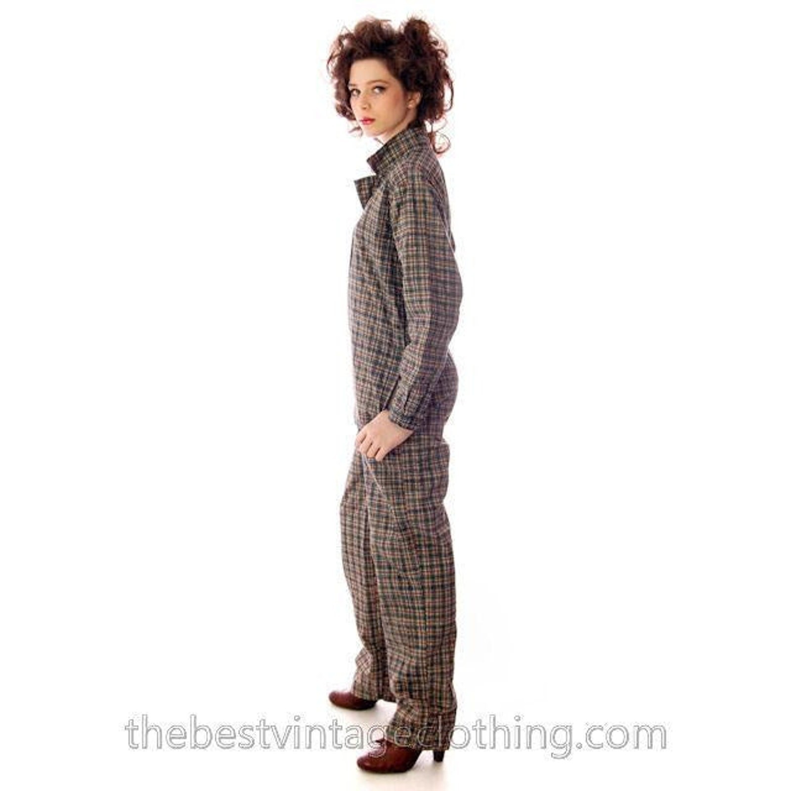 70s Vintage Marimekko Plaid Jumpsuit Coveralls 1970s Womens S Item image 4