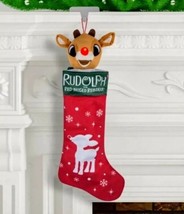 Gemmy Rudolph the Red-Nosed Reindeer Musical 23&quot; Big Head Christmas Stoc... - £15.76 GBP