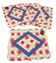 Tasha Place Mats Set of 4 Reversible Scalloped 15x19 inches - £17.44 GBP