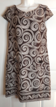 London Times Brown White Geometric Print A-Line Sheath Dress W/Pockets SZ 8 - £9.74 GBP