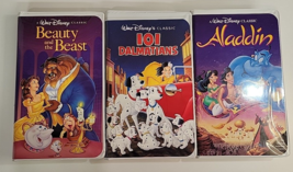 Disney VHS Lot Of 3 Black Diamond Beauty and the Beast, Aladdin, 101 Dalmatians - £14.04 GBP