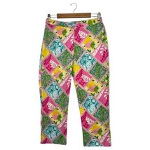Lilly Pulitzer Pants Womens 6 Green Pink Patchwork Stretch Preppy Beach ... - $27.71
