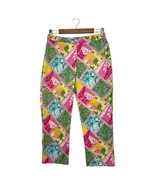 Lilly Pulitzer Pants Womens 6 Green Pink Patchwork Stretch Preppy Beach ... - $510.07 MXN