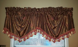 Rod Pocket Valance by Crocill Home 2 Panels Burgundy Gold - £19.97 GBP