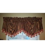 Rod Pocket Valance by Crocill Home 2 Panels Burgundy Gold - £19.65 GBP