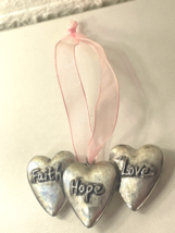 Silvertone Faith Hope Love Christmas Ornament Charm Metallic - $4.69