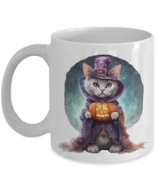 Cat Wizard Mug, Witch Cat Mug, Halloween Cat Mug, Cute Kitty Mug, Hallow... - £13.86 GBP+