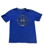 Nike Basketball T Shirt Mens L Blue Logo Spell Out Swoosh Crew Neck Regular Fit - $18.00
