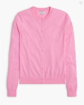 New J Crew Factory Classic Cotton Cardigan M Light Pink Crew Neck Long S... - $39.59