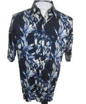 Puritan Men Hawaiian camp shirt pit to pit 22 aloha luau tropical indigo rayon - £14.07 GBP