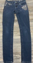 Miss Me Signature Skinny Jeans 28/31 (Tagged 26/31) Embroidered, Rhinestones - £26.48 GBP