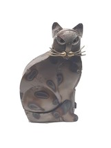 Vintage Brutalist Metal Cat Sculpture Aluminum Kitty Decor Hencho Mexico 5.5&quot; - £19.15 GBP