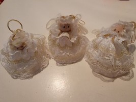 Lot Of 3 Angels Decor Holidays Christmas 3&quot; White Dress Ornaments - £20.15 GBP
