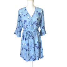 Secret Treasures Womens Floral Robe Size M Blue Bell Sleeves Lightweight... - $22.12