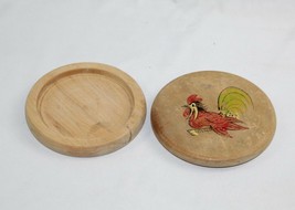 Vintage Primitive Fighting Rooster Chicken Game Cock Hamburger Mold Wood 5&quot; - £10.07 GBP