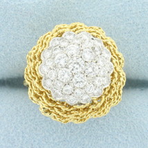 Italian Woven Design Diamond Bombe Ring in 18k Yellow Gold - £1,238.20 GBP