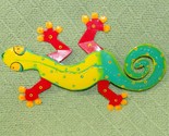 METAL GECKO WALL HANGING PAINTED CHAMELEON INDOOR OUTDOOR 9&quot; LONG - $10.80