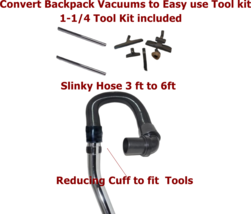 New Backpack Vacuum kit fits most units 1-1/4 tool kit  hose and tools i... - $164.47 CAD