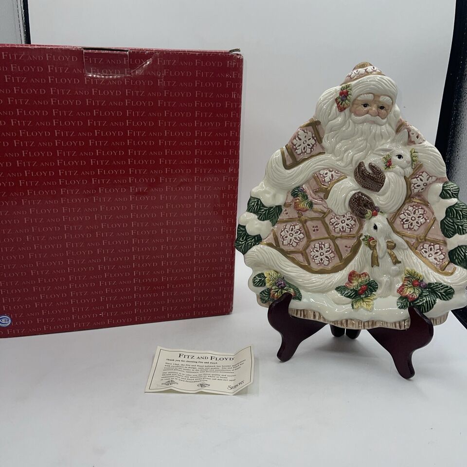 Fitz And Floyd Snowy Woods  Santa Serving Plate VTG EXCELLENT CONDITION - $19.50