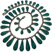 Mexican Sterling Silver And Cruses Turquoise Enamel Fringe Necklace 20” 135grams - $578.00