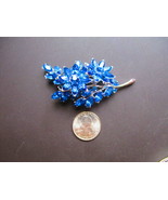 Vintage Trifari Hallmark Vibrant Blue Rhinestone Silver Tone Floral Bouquet Broo - $175.00