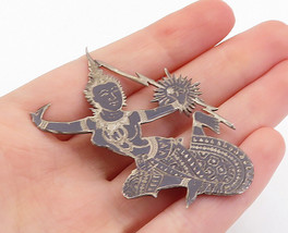 SIAM 925 Sterling Silver - Vintage Niello Detailed Dancer Brooch Pin - BP2463 - £41.69 GBP