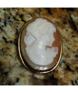 VINTAGE YELLOW GOLD SILVER 800 CARVED CAMEO RIGHT FACE BROOCH 4 GRAM PIN... - £115.98 GBP