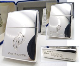 Sterling Silver 925 Feel The Fire Double Sides Engraved Zppo 2000 MIB Rare - $333.00