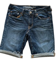 American Eagle Denim Shorts Womens Size 6 Blue Skinny Bermuda Jean Cut O... - $16.46