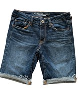 American Eagle Denim Shorts Womens Size 6 Blue Skinny Bermuda Jean Cut O... - $307.13 MXN