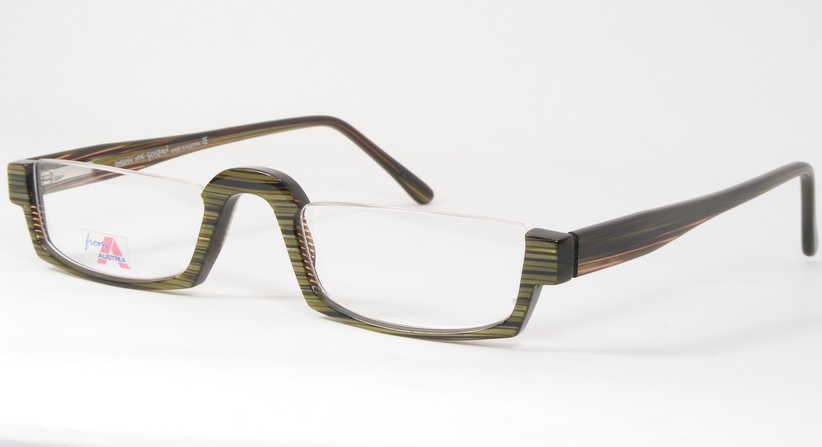 Johann von Goisern 536 L40 Striped Olive Green Unique RARE EYEGLASSES 51... - $212.84