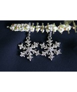 Rhinestone French Hook Snowflake Earrings, Drop Snowflake Earrings  - £14.07 GBP