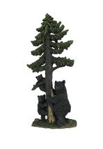 Black Bear Family Climbing Spruce Tree Hand Painted Wall Sculpture 16 Inch - £28.60 GBP