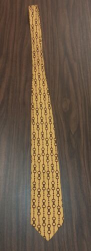 Brooks Brothers Makers Mens All Silk Yellow Geometric Patterned Neck Tie - $24.99