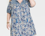 Women&#39;s Short Sleeve A-Line Dress - Knox Rose Light Blue Floral Size XXL... - £16.78 GBP