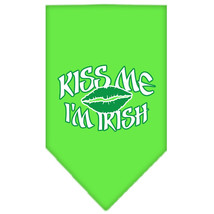 Kiss me I&#39;m Irish Screen Print Bandana Lime Green Size Large - £9.29 GBP