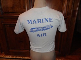 Vtg 90&#39;s Gray Screen Stars Best Marine Air Seahawks Cropped T-shirt Adult S - £27.21 GBP