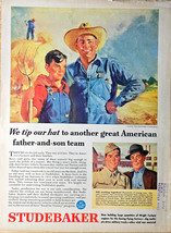 Studebaker Father son team Farming Farm Solider 1943 Vintage Print Ad-WWII - $11.13