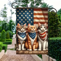 New Vibrant Patriotic Cat Garden Flag 12&quot;X18&quot; Welcome Double Sided Cats - £4.58 GBP