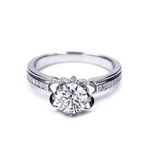 925 Sterling Silver Rings 1ct/5.0mm Round Sparkling Fire Moissanite Gemstone Wom - £72.72 GBP