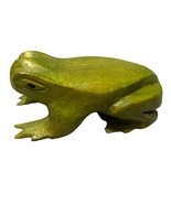 Wood Carved Green Frog 5.25 in L x 2 in T x 3 In Wide - $12.86