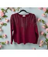 NWT EMBER Sequin Round Neck Long Sleeve Burgundy Tunic Sweater Top Size XL - €22,34 EUR