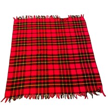 Vintage Faribo Stadium Wool Throw Blanket Red Plaid Faribault Woolen Mill Co USA - £76.55 GBP