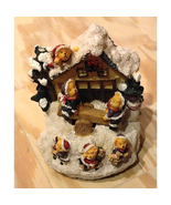 Jingle Bells 5 x5 Ceramic Bears See Sawing Figurine Music Box Winter - U... - $23.02 CAD
