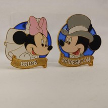 Disney Mickey Bridegroom and Minnie Bride Stained Glass Pin Set 7404 &amp; 7405 - £32.46 GBP